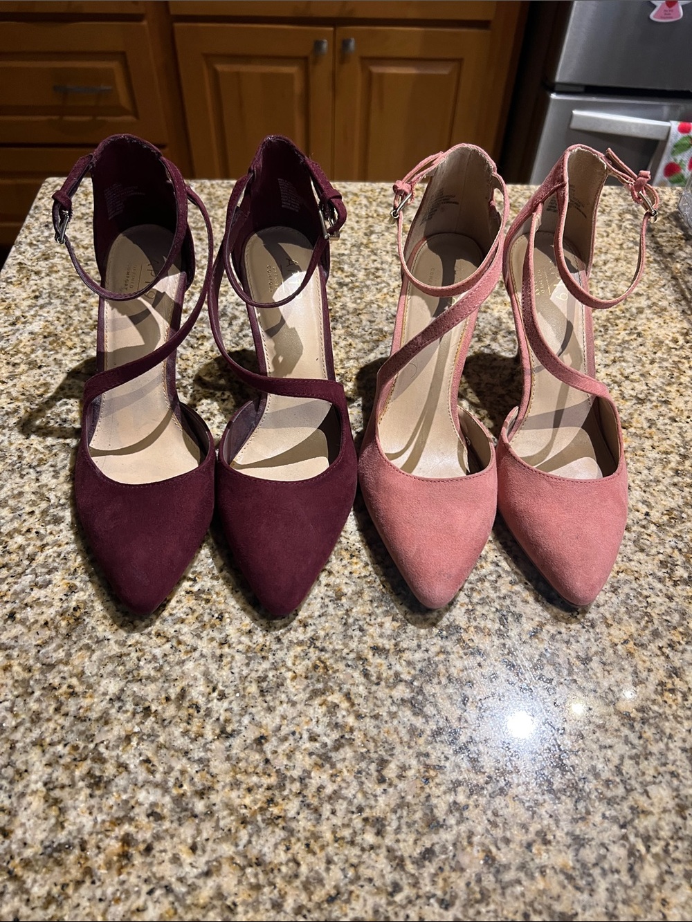 Apt. 9 Two-Pair Strappy Pointed Toe Pumps in Burgundy and Dusty Pink